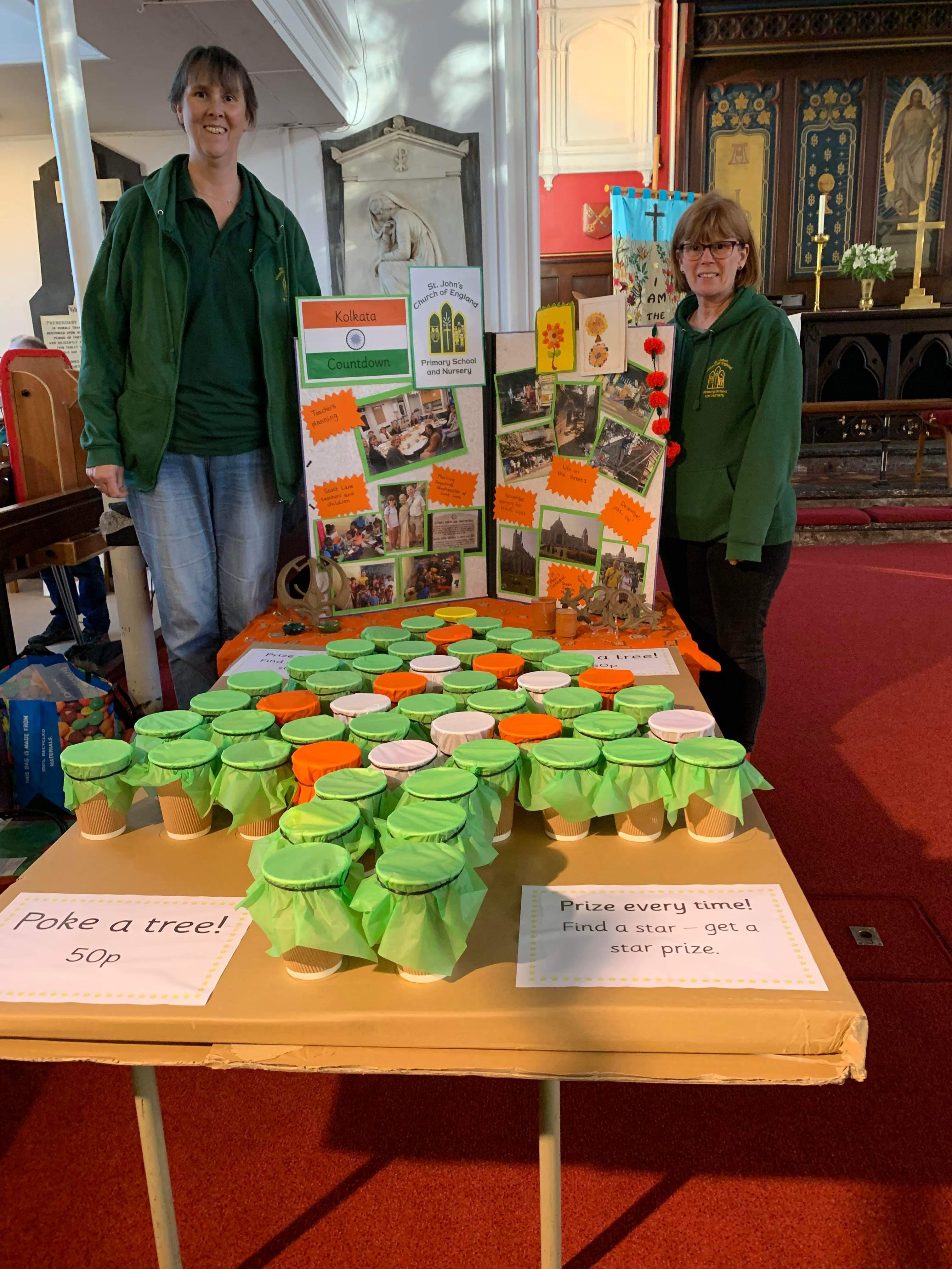 Mrs Richardson and Mrs Hodgson raising funds for the children's big picnic in Kolkata